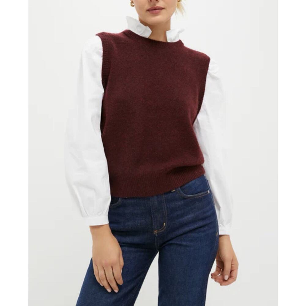 NWT TUCKERNUCK Winetasting Ella Sweater Blouse Layered White Wool Blend S